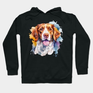 Colorful Brittany Dog Watercolor Art Hoodie